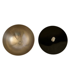 Vintage signed Igi nickel‑plated brass and black plastic modernist candy dish with lid, shown from multiple angles including signature underside.