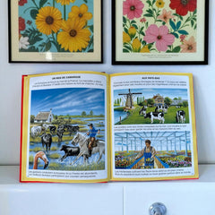 Vintage French children’s book bundle featuring L’Imagerie de la Ferme (1995) and L’Imagerie du Poney et du Cheval (1998) by Fleurus, displayed with colorful illustrated covers and charming countryside themes.