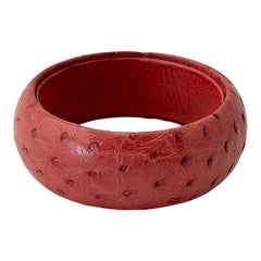 Vintage Italian Scuola Del Cuoio Red Ostrich Leather Bangle Bracelet