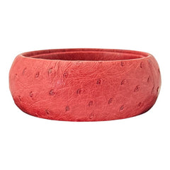 Vintage Italian Scuola Del Cuoio Red Ostrich Leather Bangle Bracelet