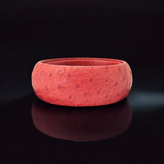 Vintage Italian Scuola Del Cuoio Red Ostrich Leather Bangle Bracelet