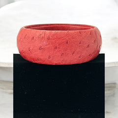 Vintage Italian Scuola Del Cuoio Red Ostrich Leather Bangle Bracelet