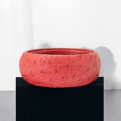 Vintage Italian Scuola Del Cuoio Red Ostrich Leather Bangle Bracelet