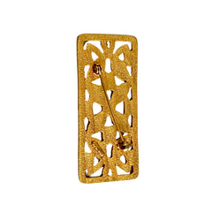 Vintage JJ Jonette brooch with interwoven Celtic knot design in gold‑tone metal, shown from various angles to display details and condition.