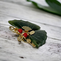 Vintage Jade Dynasty Butterfly Brooch Pendant