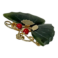 Vintage Jade Dynasty Butterfly Brooch Pendant