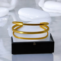 Jane Diaz 3-Tier Gold Plated Modern Square Wire Cuff Bracelet