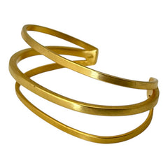 Jane Diaz 3-Tier Gold Plated Modern Square Wire Cuff Bracelet