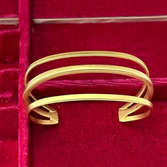 Jane Diaz 3-Tier Gold Plated Modern Square Wire Cuff Bracelet