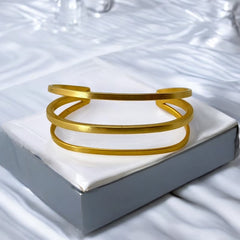 Jane Diaz 3-Tier Gold Plated Modern Square Wire Cuff Bracelet