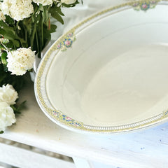 Vintage Johnson Bros England Oval Serving Bowl | 1950s Floral Pattern JB126 Gold Trim Tableware | Home Decor Gift