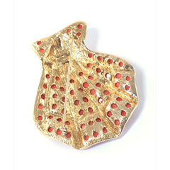 Vintage Rare Kenneth J. Lane Faux Coral & Rhinestone Scallop Sea Shell Brooch 