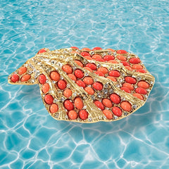 Vintage Rare Kenneth J. Lane Faux Coral & Rhinestone Scallop Sea Shell Brooch 