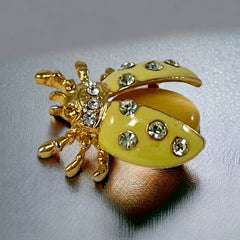 Vintage Radiant Yellow Enamel Ladybug Brooch