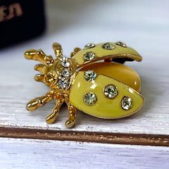 Vintage Radiant Yellow Enamel Ladybug Brooch