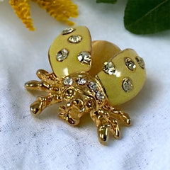 Vintage Radiant Yellow Enamel Ladybug Brooch