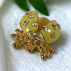 Vintage Radiant Yellow Enamel Ladybug Brooch