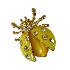 Vintage Radiant Yellow Enamel Ladybug Brooch