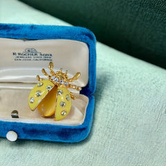 Vintage Radiant Yellow Enamel Ladybug Brooch