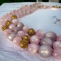 Vintage Moonglow Lucite Light Lavender 3-Strand Necklace