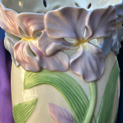 Vintage Lenox Enchanting Iris Limited Edition 2002 Vase | Collectible Reticulated and Textured Floral Vase | Home Decor Gift Idea