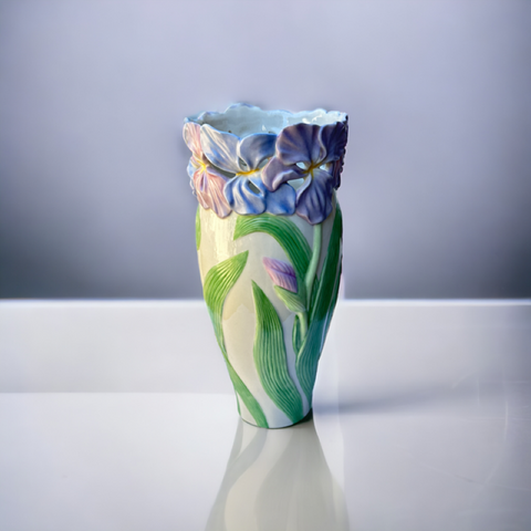 Vintage Lenox Enchanting Iris Limited Edition 2002 Vase | Collectible Reticulated and Textured Floral Vase | Home Decor Gift Idea