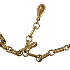 Vintage Lisner necklace with faux pearls and gold‑tone links, shown from various angles to display its mid‑century design, adjustable length, and signed clasp.