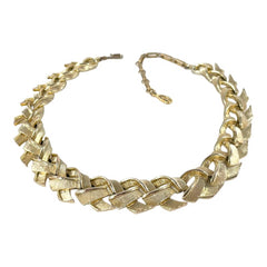 Vintage Lisner Textured Light Gold Tone Links Necklace