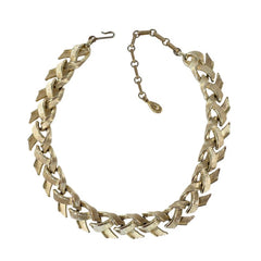 Vintage Lisner Textured Light Gold Tone Links Necklace