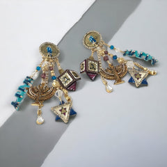 Vintage Hanukah Dangle Earrings by Lunch at the Ritz