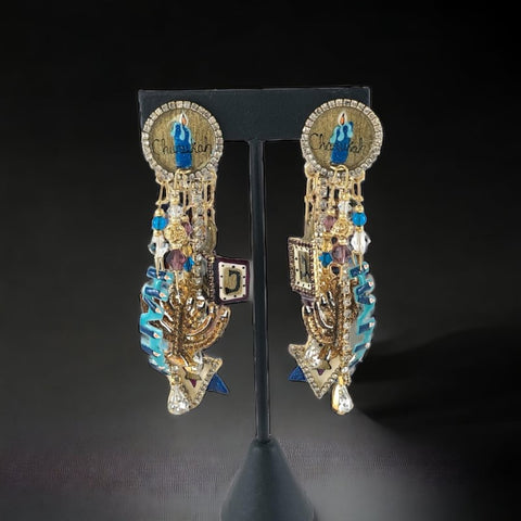 Vintage Hanukah Dangle Earrings by Lunch at the Ritz