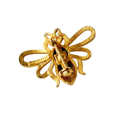Vintage Mamselle gold‑tone bumblebee brooch with textured body and looped wings, signed on back.