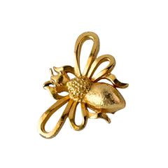 Vintage Mamselle gold‑tone bumblebee brooch with textured body and looped wings, signed on back.