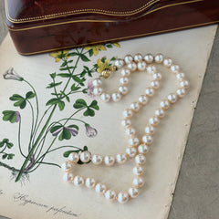 Vintage Marvella Faux Pearl Necklace, Hand‑Knotted, Gold‑Tone Clasp, 1960s