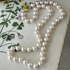 Vintage Marvella Faux Pearl Necklace, Hand‑Knotted, Gold‑Tone Clasp, 1960s