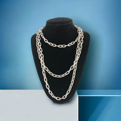 Vintage Monet Rope Length Silver Tone Chain Necklace