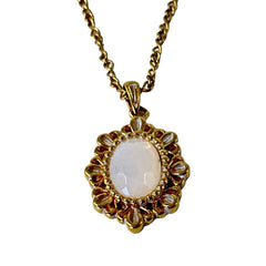 Vintage Monet Opalite Glass Pendant Necklace