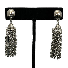 Vintage 1960s-70s Monet Damita Collection Silver Tone Tassel Clip-On Earrings