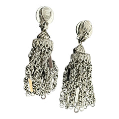 Vintage 1960s-70s Monet Damita Collection Silver Tone Tassel Clip-On Earrings