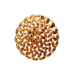 Vintage 1960s Monet braided gold‑tone rope brooch with textured sculptural design. Large 2¼" round statement pin in excellent condition, signed Monet.