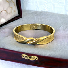 Vintage Modernist Monet Gold Tone Clamper Cuff Bracelet