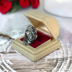 Vintage Mony Art Italy Silver Tone Rhinestone Statement Ring