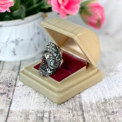 Vintage Mony Art Italy Silver Tone Rhinestone Statement Ring