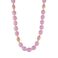 Vintage Pink Lavender Plastic Oval Beads Long Necklace