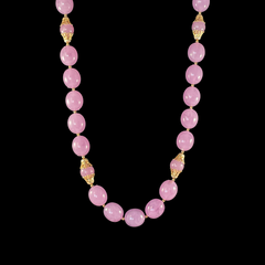 Vintage Pink Lavender Plastic Oval Beads Long Necklace