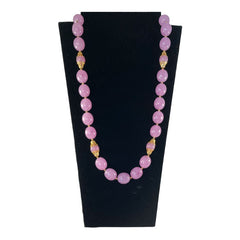 Vintage Pink Lavender Plastic Oval Beads Long Necklace