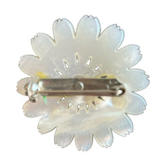 Vintage Mother of Pearl &amp; Pearl Center Flower Brooch