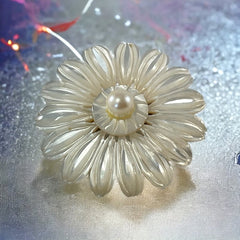 Vintage Mother of Pearl &amp; Pearl Center Flower Brooch