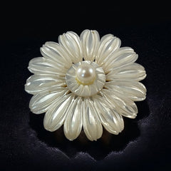 Vintage Mother of Pearl &amp; Pearl Center Flower Brooch