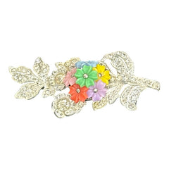 Vintage 1930s Art Deco Celluloid Flower Pave Rhinestones Brooch